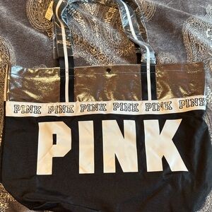 PINK Victoria's Secret Black and Silver Tote